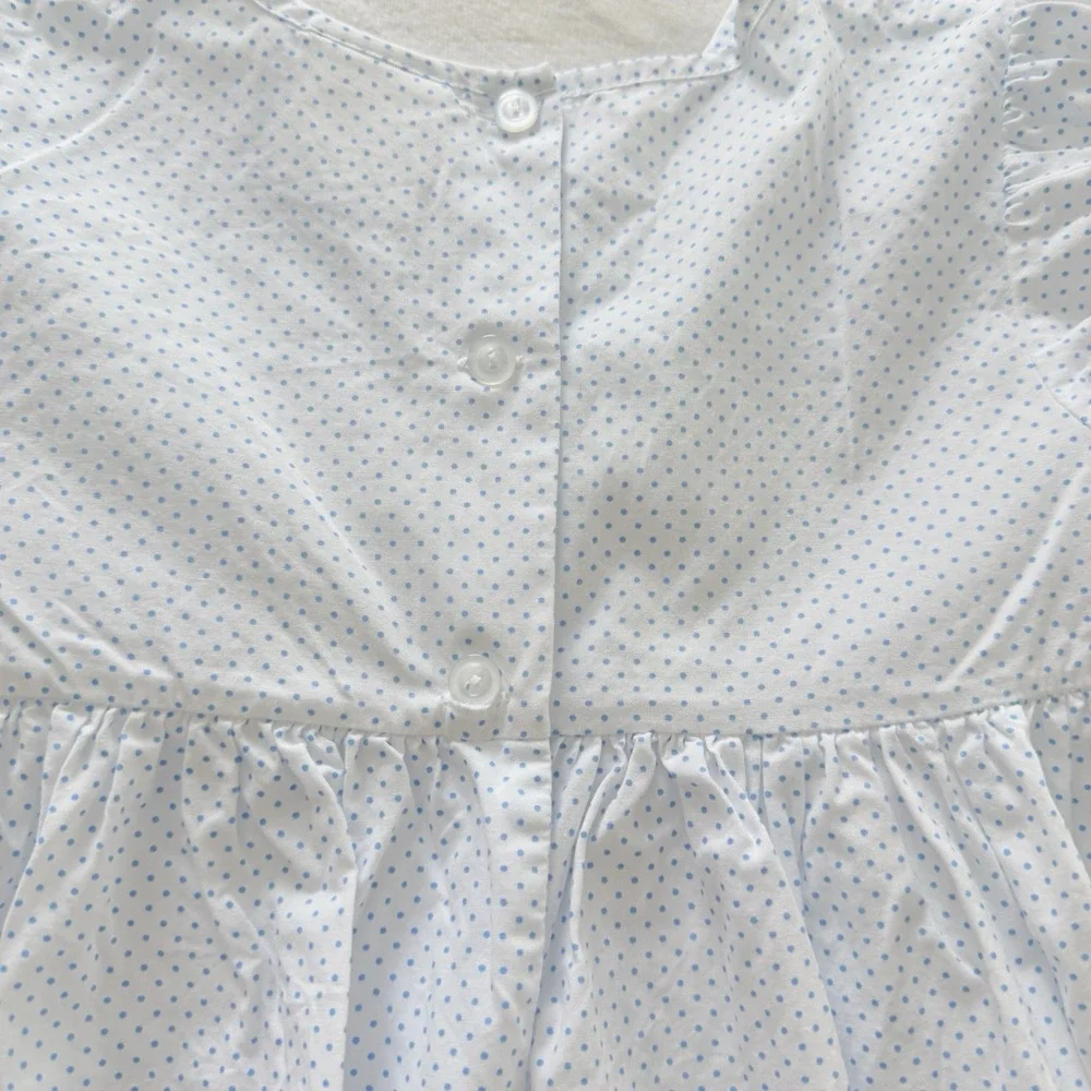 Three‎ Sisters Girls Size 5 Smocked Bunny Dress Blue Polka Dot Easter Ribbon